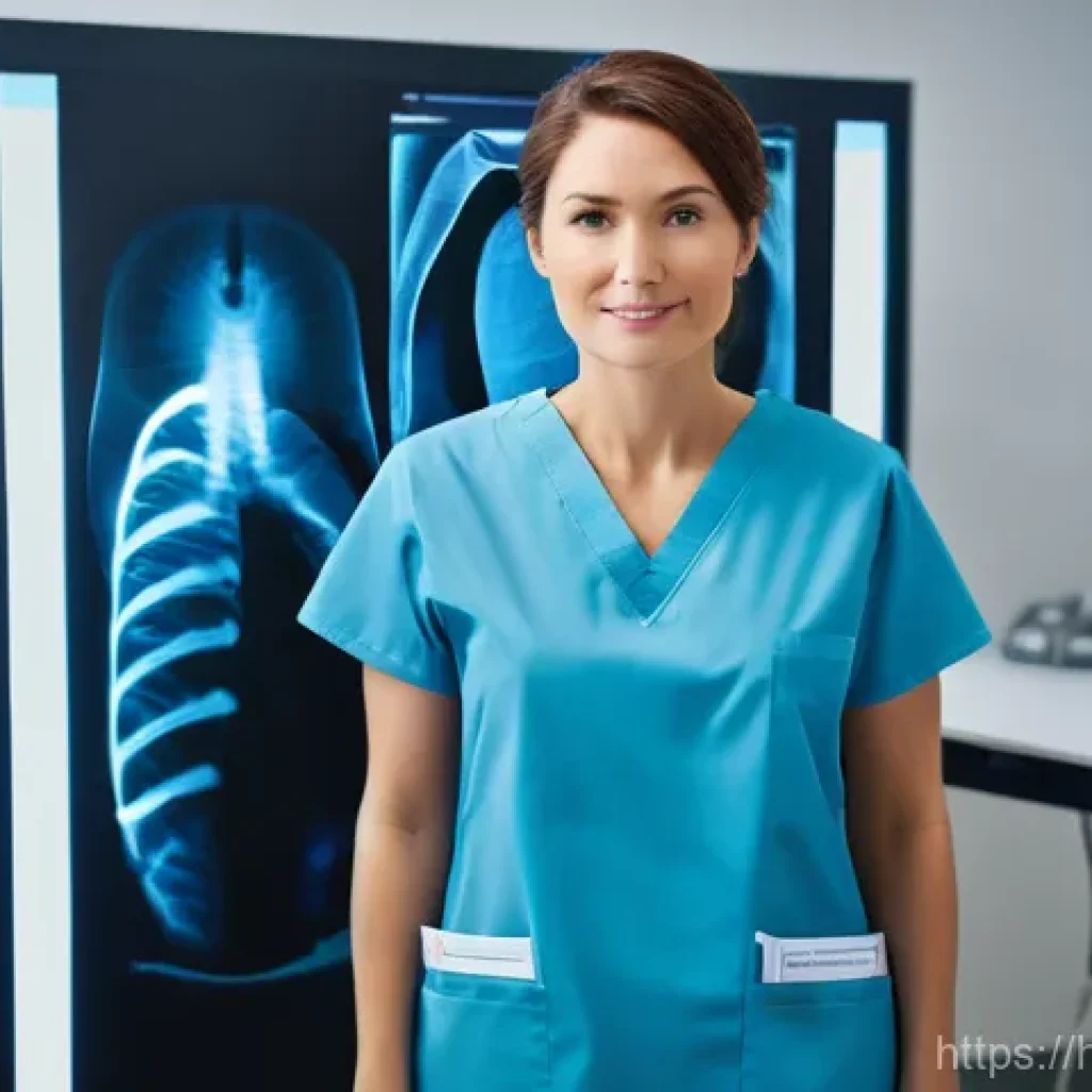 방사선사 실기시험 팁 - **A highly detailed portrait of a female radiographer, in her mid-30s, with a warm and reassuring ex...