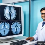 방사선사 병원 근무 일상 - A skilled radiologist in a modern hospital setting, wearing professional attire and protective eyewe...