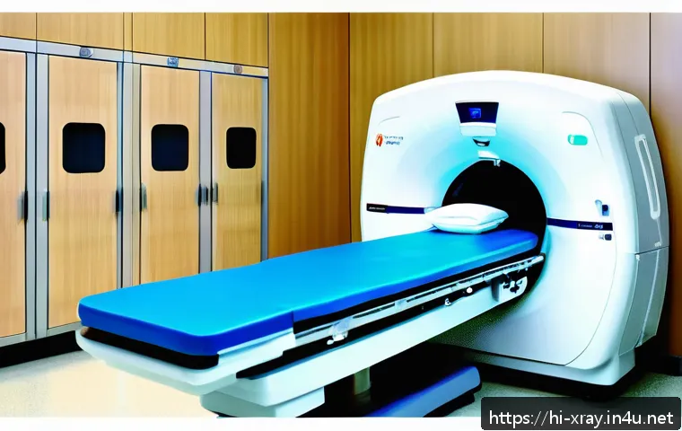 CT 프로토콜 최적화 - A highly detailed medical imaging room scene featuring a modern CT scanner with a patient lying comf...